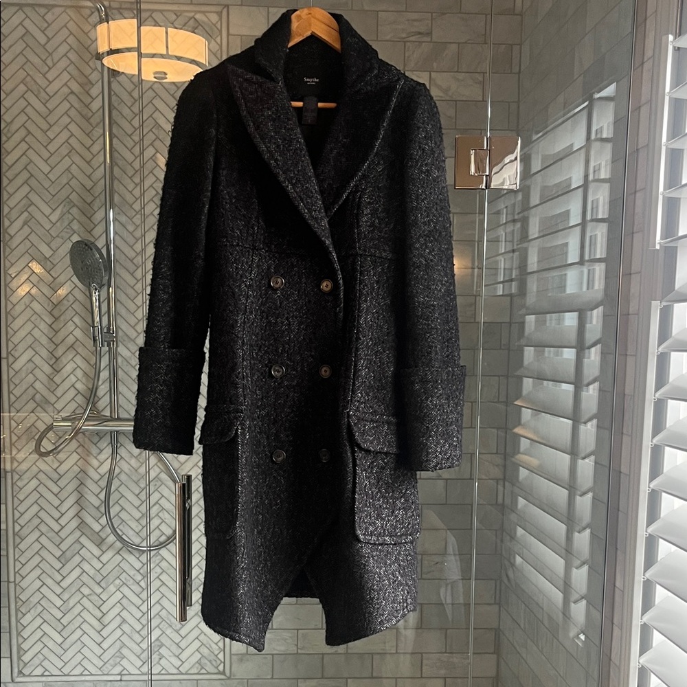 Smythe Black/gray Double-Breasted Pea Coat